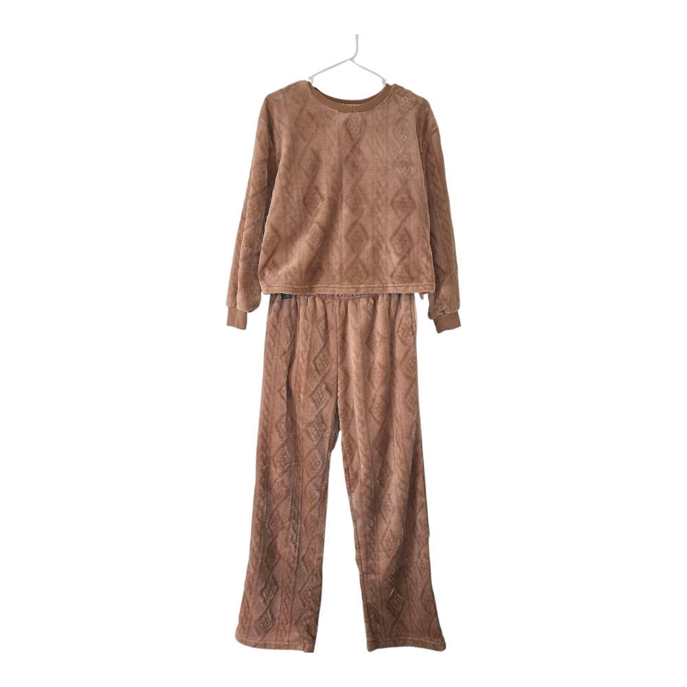 Muk Luks Loungewear Sherpa Pjs Long Sleeve Shirt And Pant Set Size Large